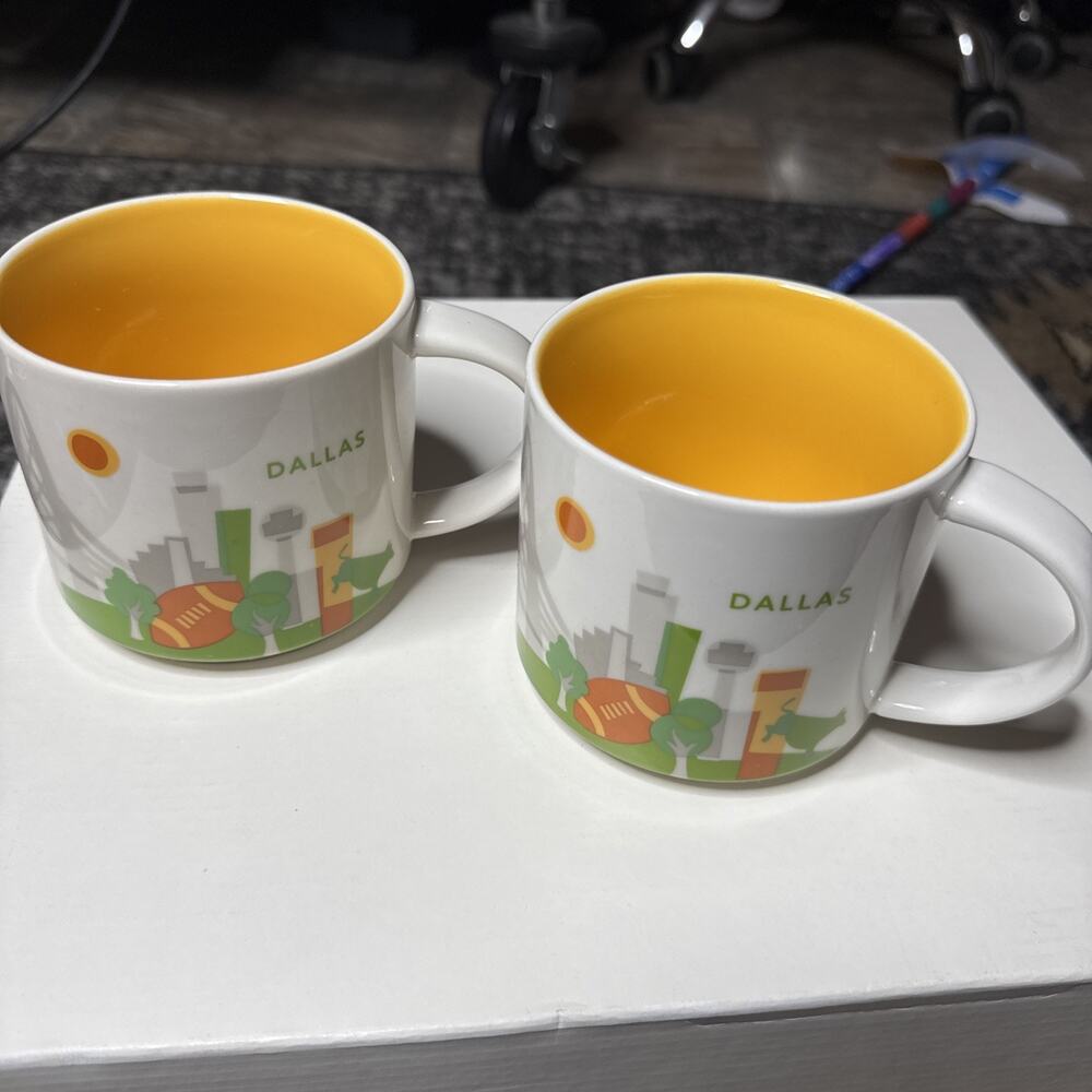 TWO Starbucks~Collectible Coffee Mug~You are Here Collection~DALLAS~2014 & 2015 - Picture 1 of 6